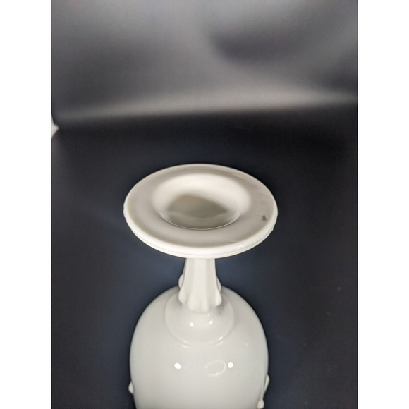 Vintage Indiana Milk Glass Goblet Tear Drop Scalloped Pedestal Compote MCM - Picture 3 of 7